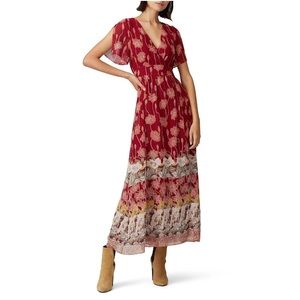 Tulip-Sleeve Maxi Dress in Tall Sunflowers